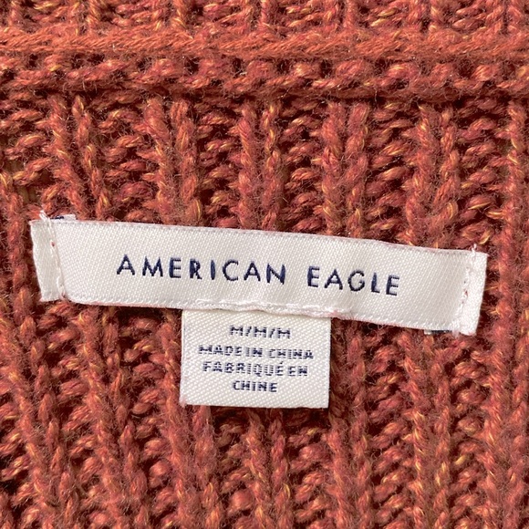 American Eagle rusty orange dolman sleeve batwing knitted boho sweater - Picture 2 of 5